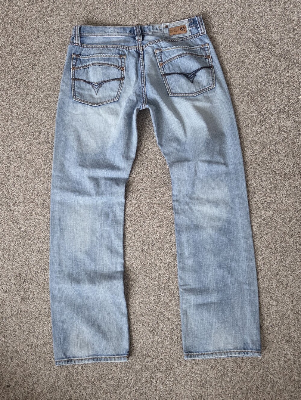 Pepe Spec Nos. X73 Vintage Light Denim Embroidered Jeans Mens‎ 36x33(34x32)